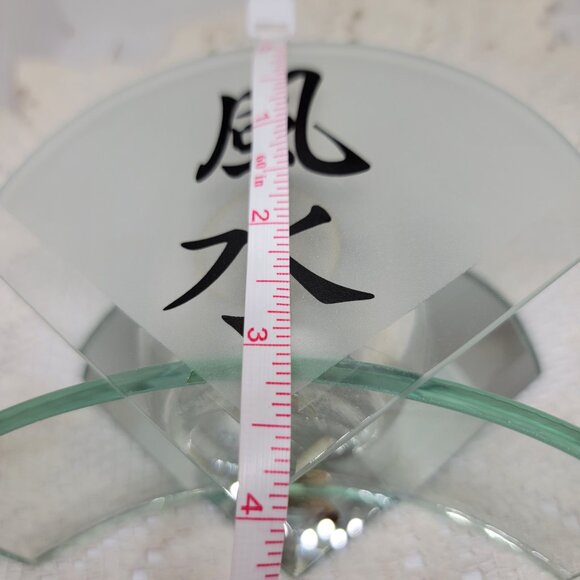 Vintage Votive Candle Holder Asian Style Frosted Glass White Black 3"x 5" - Picture 6 of 10